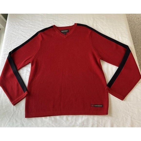 VINTAGE Abercrombie & Fitch Sweater Mens Large Heavyweight Knit Preppy Red Y2K - Picture 1 of 6